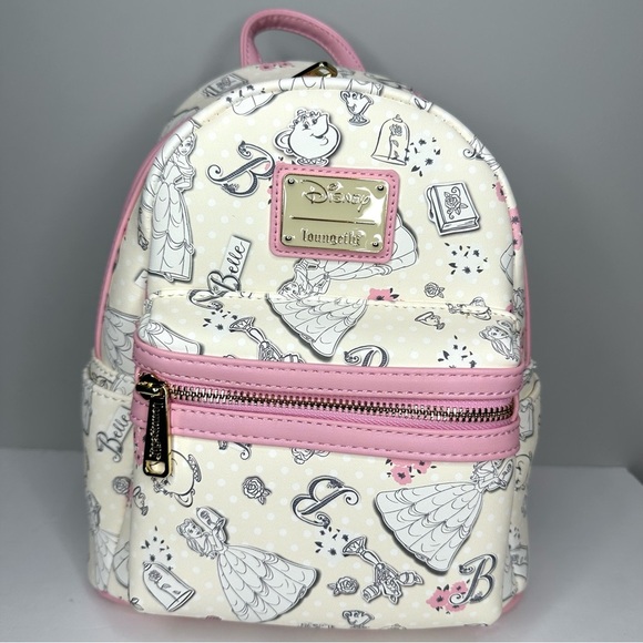 Loungefly Disney Beauty and The Beast Belle Pink Line Art Backpack - Picture 5 of 6